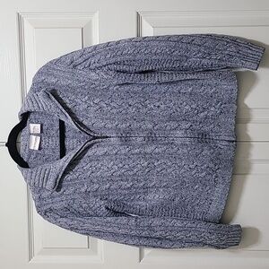 CC Hughes vintage zip speckled cable cardigan sweater silk wool blend‎ size M